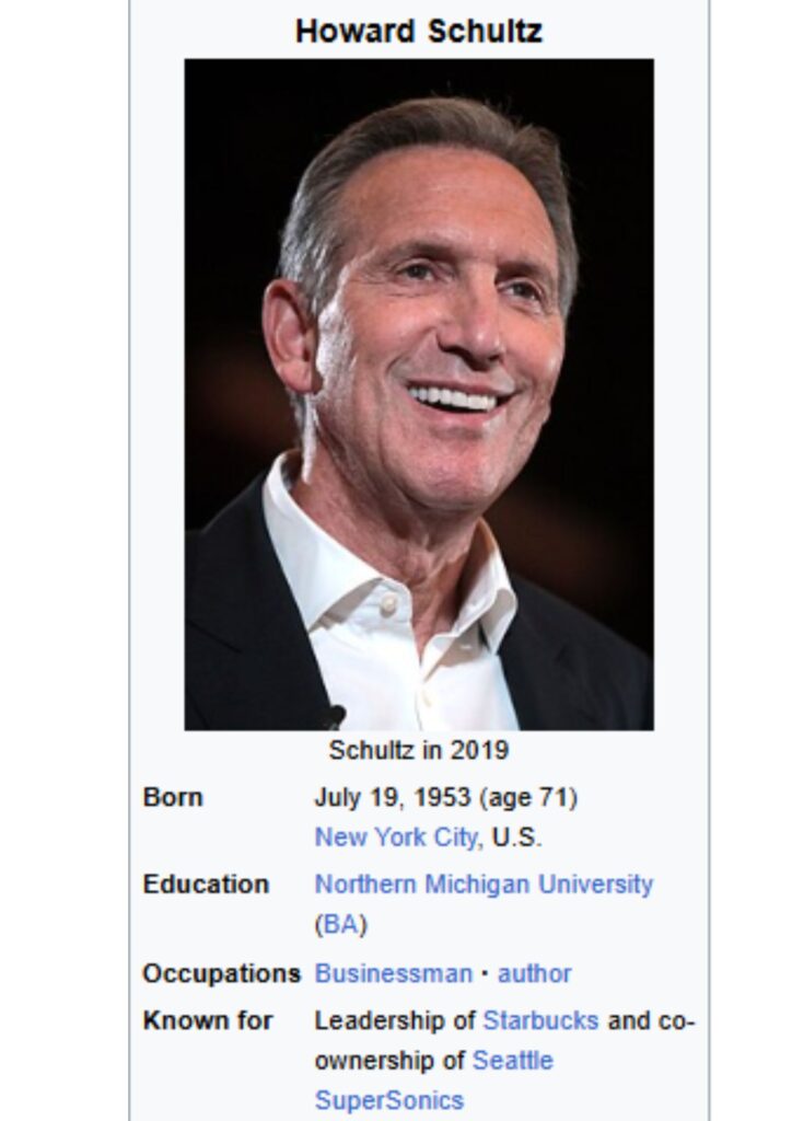 Howard Schultz visited stores personally, talked directly to employees (“partners”), and stood up for social causes like healthcare benefits for all employees.